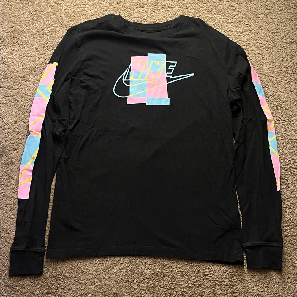 Nike Black Long Sleeve with Pink and Blue Accents